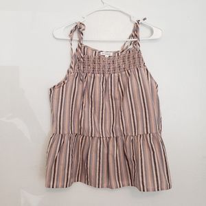 NWT Blu Pepper Peach Blue Stripe Tie Strap Babydoll Tank Top